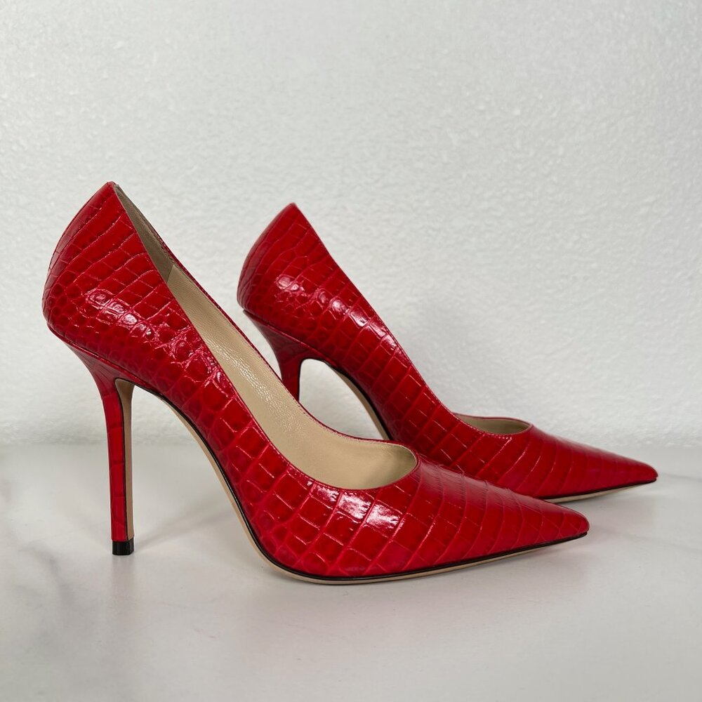 Jimmy Choo Red Snake Print Pumps - Size 36